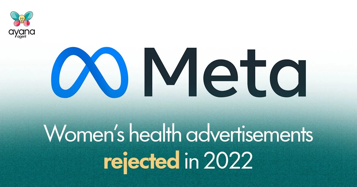 Meta logo above the words: Women's health advertisements rejected in 2022